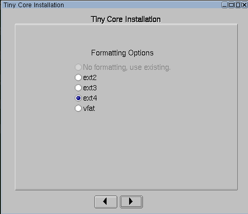 tinycore磁盘格式化类型